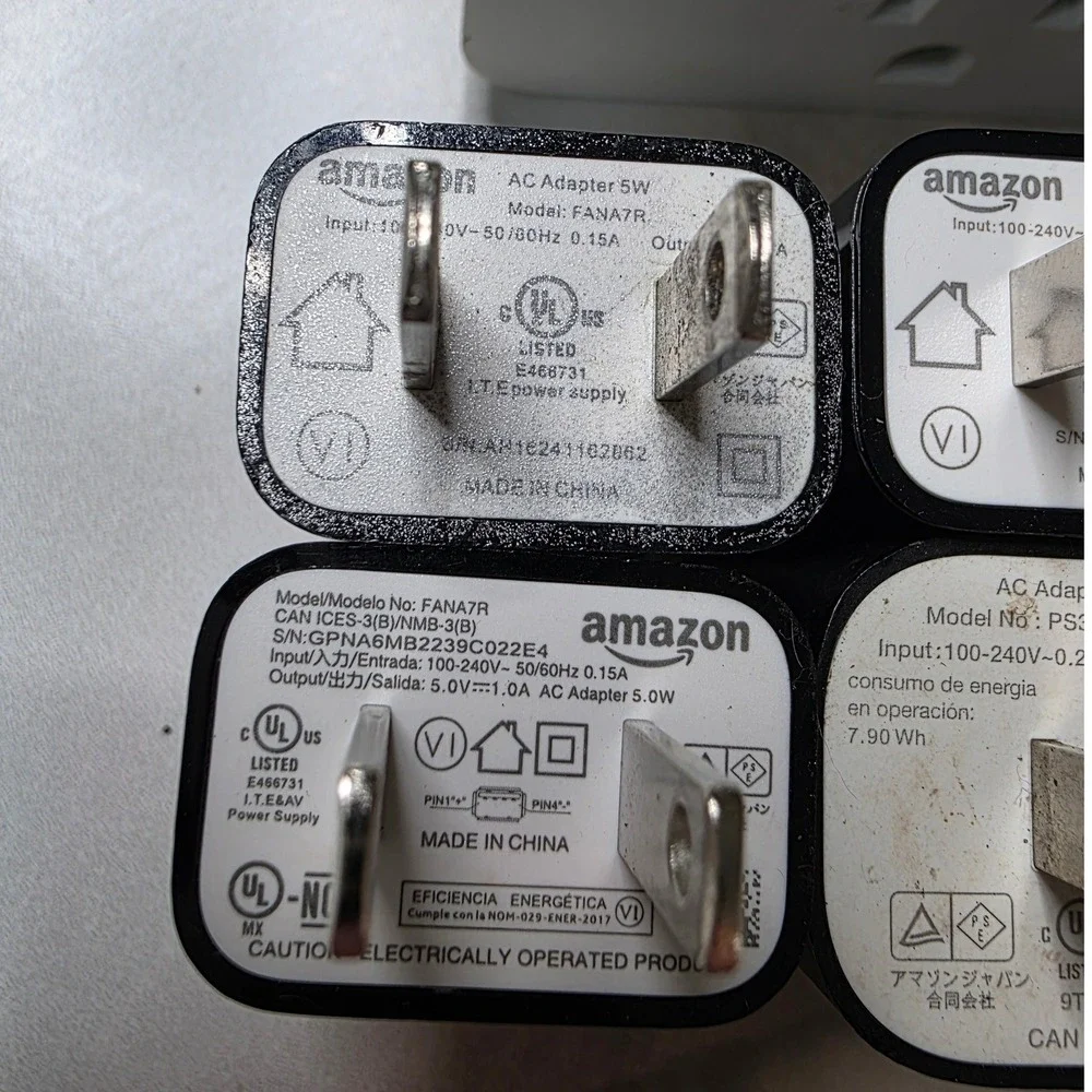 Amazon AC Power Adapter Lot 7pc FANA7R PS39WR HD34BX 5W USB Wall Charger Plug W4